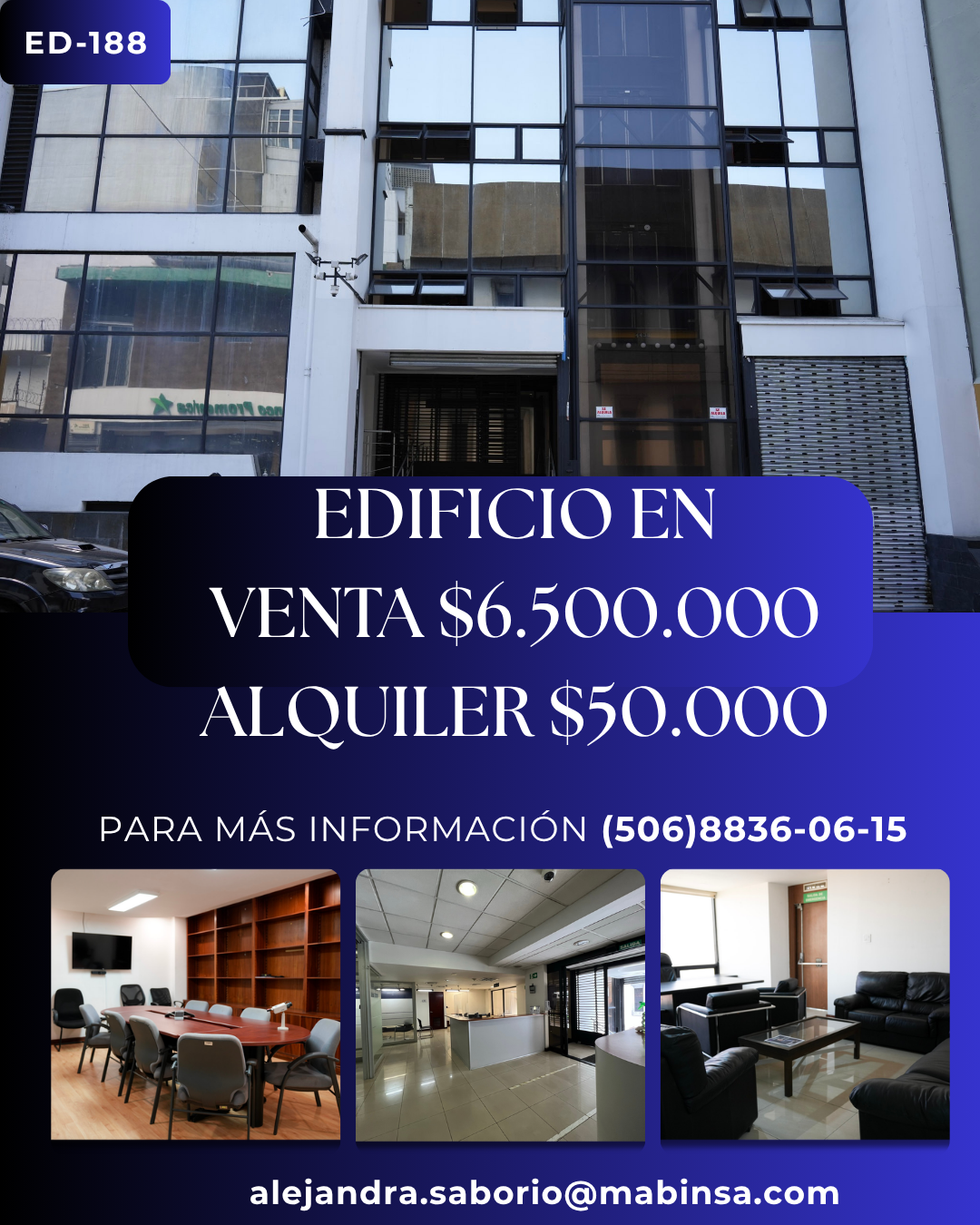 ED-188 EDIFICIO EN SAN JOSE POR CORREOS DE COSTA RICA