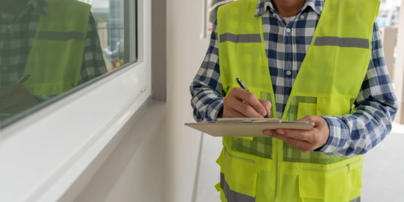 Empleado de Mabinsa realizando inspección de mantenimiento en una propiedad comercial en Costa Rica. Mejora el Valor de Tus Bienes Raíces Comerciales con Mantenimiento Adecuado