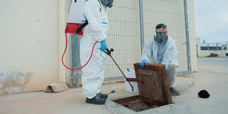Especialista aplicando tratamiento de fumigación profesional en empresa de Costa Rica para control de plagas. servicio profesional de fumigación para empresas