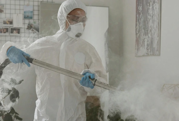 Técnico de Mabinsa aplicando fumigación ecológica en una propiedad de Costa Rica con equipo profesional. Fumigación ecológica en Costa Rica: alternativas seguras y amigables con el ambiente