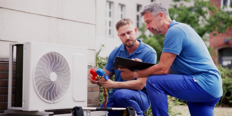 Técnicos en Aires Acondicionados de Mabinsa instalando un sistema.
