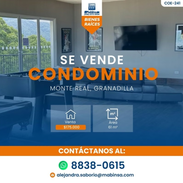 SE VENDE CONDOMINIO – Monte Real, Granadilla $175.000| COE-241
