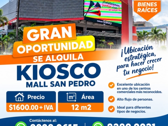 SE ALQUILA/SE VENDE KIOSKO – Mall San Pedro | LCC-351-SE ESCUCHAN OFERTAS!!