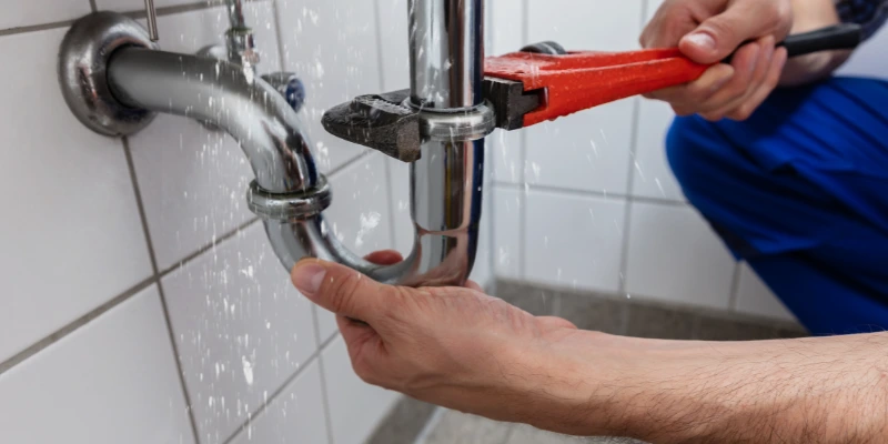 servicios técnicos para propiedades. Técnico de mantenimiento reparando tubería en condominio residencial en Costa Rica.