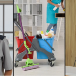 Profesionales tercerizados trabajando coordinadamente en un condominio moderno