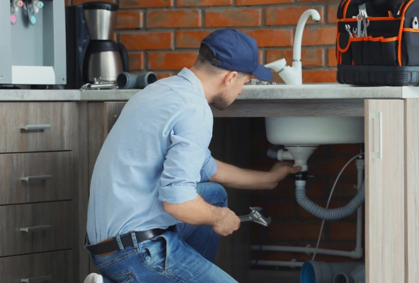 Técnico de handyman realizando mantenimiento en área común de condominio en Costa Rica, como parte de los servicios de Mabinsa.