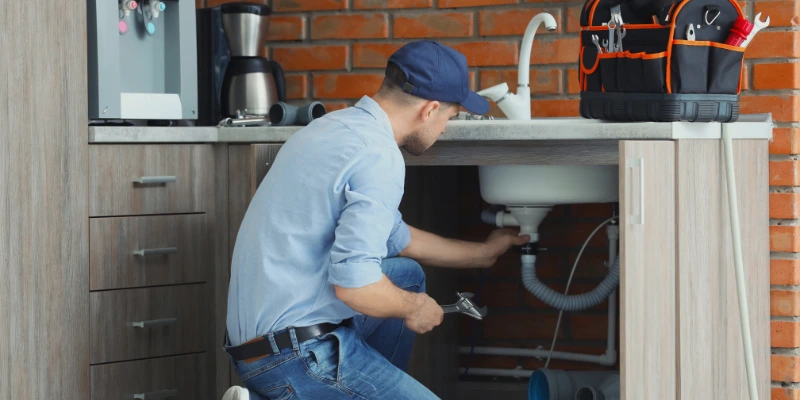Técnico de handyman realizando mantenimiento en área común de condominio en Costa Rica, como parte de los servicios de Mabinsa.