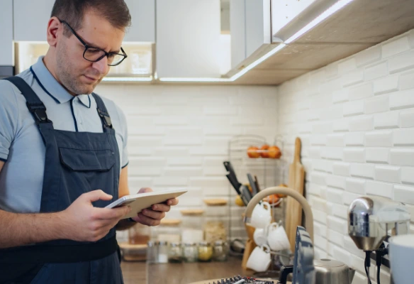 handyman para condominios. Técnico handyman realizando reparación menor en área común de un condominio residencial en Costa Rica.