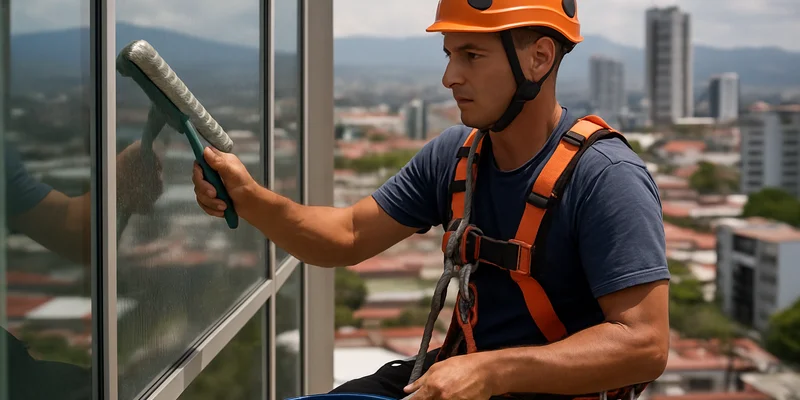 Limpieza de vidrios en altura en Costa Rica: seguridad y estándares